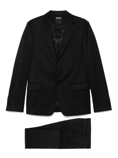 Zegna Single-breasted Suit In Black