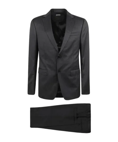 Zegna Single-breasted Suit And Trousers Two-piece Set In Black