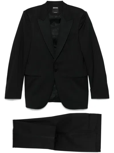 Zegna Single-breasted Suit In Black