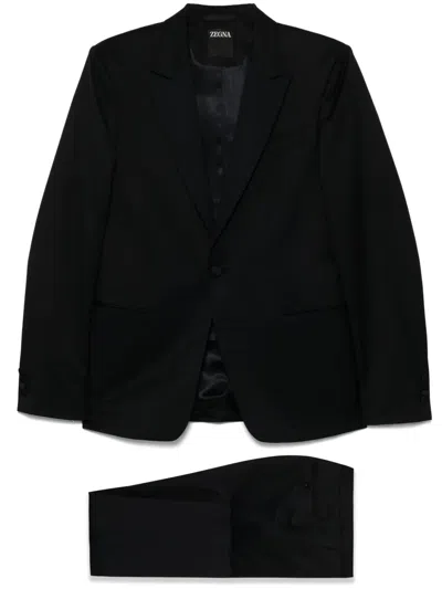Zegna Single-breasted Suit In Black