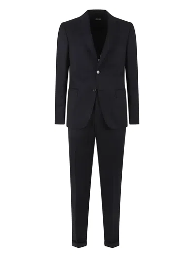 Zegna Single-breasted Suit In Black