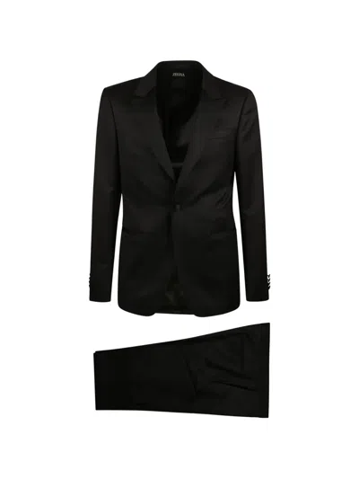 Zegna Tailored Two-piece Suit With Notch Lapels In Black