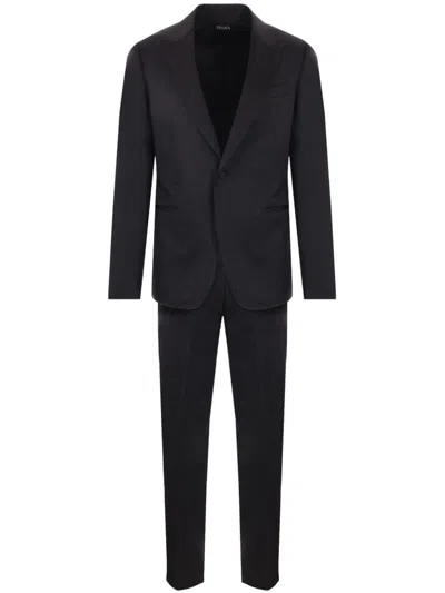 Zegna Single Breasted Suit In Black