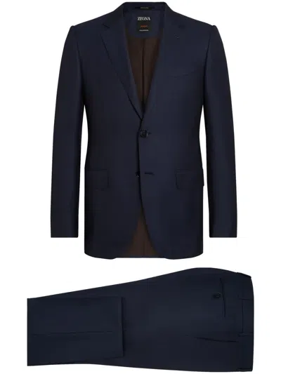 Zegna Single-breasted Suit In Blue