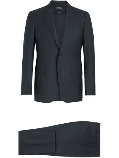 Zegna 15milmil15 Single-breasted Wool Suit In Blue