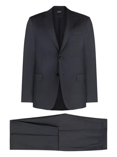 Zegna Single-breasted Suit In Blue