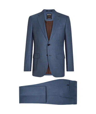 Zegna Single-breasted Suit In Blue