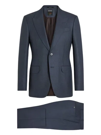 Zegna Single-breasted Suit In Blue