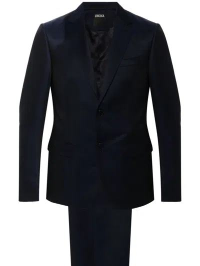 Zegna Single-breasted Suit In Blue