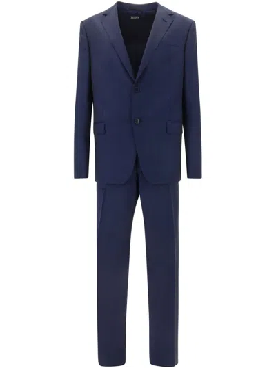 Zegna Wool Suit In Blue