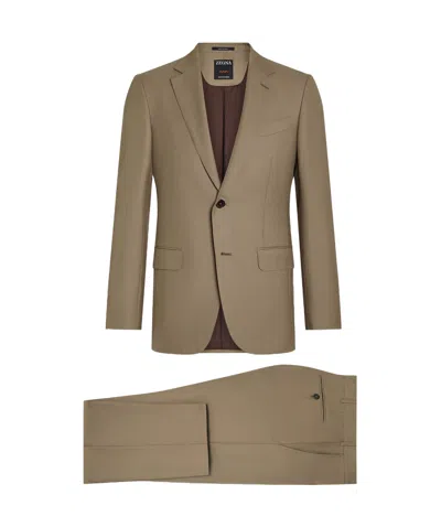 Zegna Single-breasted Suit In Brown
