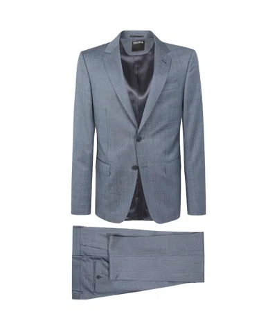 Zegna Single-breasted Suit In Gray