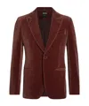 Zegna Velvet-effect Single-breasted Blazer In Burgundy