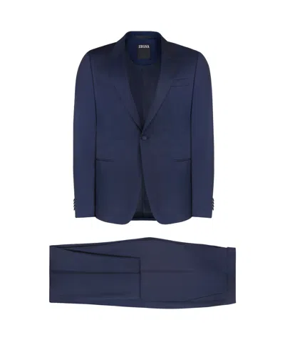 Zegna Single-breasted Suit In Navy Blue