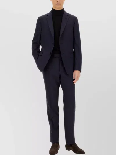 Zegna Single-breasted Suit Notch Lapel In Blue