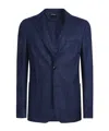 Zegna Micro Structure Cotton Jersey Jacket In Blue
