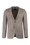 Zegna Single-breasted Notched-lapel Blazer In Brown