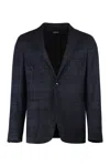Zegna Single Breasted Double Button Jacket In Blue