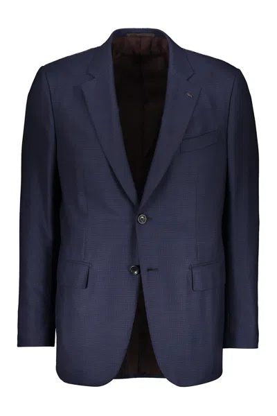 Zegna Single-breasted Two-button Jacket In Blue