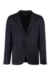 Zegna Single Breasted Double Button Jacket In Blue
