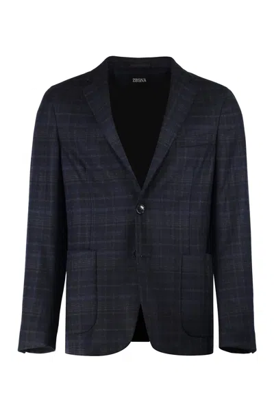 Zegna Single Breasted Double Button Jacket In Black