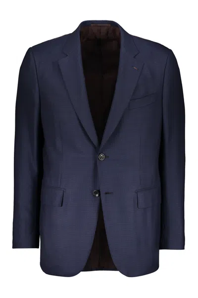 Zegna Single-breasted Two-button Jacket In Blue