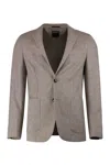 Zegna Single-breasted Notched-lapel Blazer In Neutral