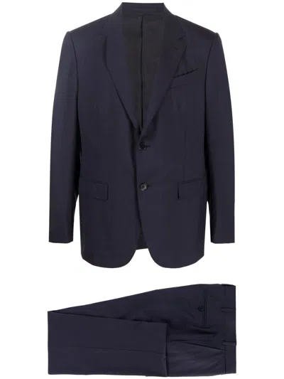 Zegna Single-breasted Two-piece Suit In Blue