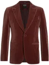 Zegna Velvet-effect Single-breasted Blazer In Red