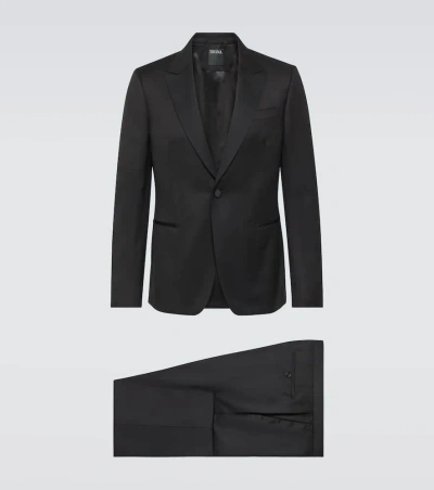 Zegna Single-breasted Wool And Mohair Tuxedo In Black