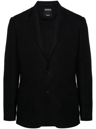 Zegna Single-breasted Wool Blazer In 蓝色