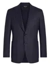 Zegna Single-breasted Wool Blazer In Blue