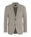 Zegna Taupe Trofeo Seersucker Wool Silk And Linen Blend Jacket In Gray