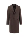 Zegna Long Single-breasted Wool Coat With Flap Pockets In Brown