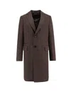 Zegna Long Single-breasted Wool Coat With Flap Pockets In Brown