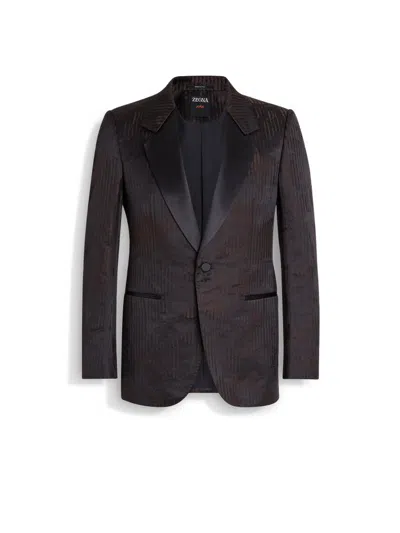 Zegna Wool-blend Blazer In Brown