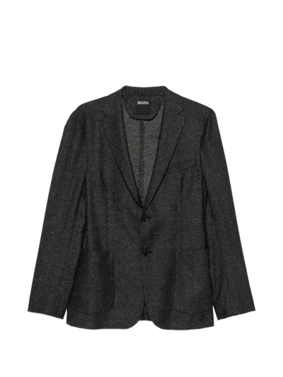 Zegna Single-breasted Suit Jacket In Black