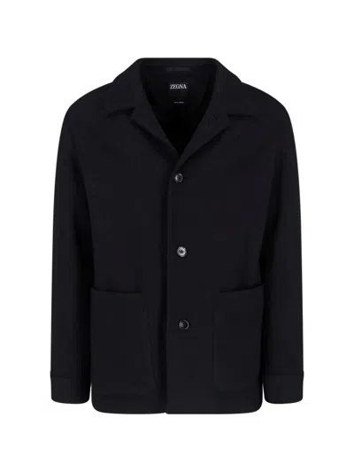 Zegna Single-breasted Cashmere Blend Blazer In Black