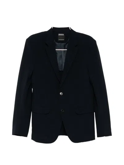 Zegna Single-breasted Notched-lapels Suit In Black