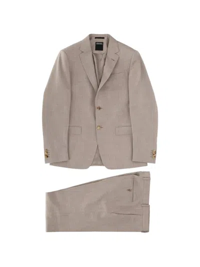 Zegna Single-breasted Notch-lapel Suit In Neutral
