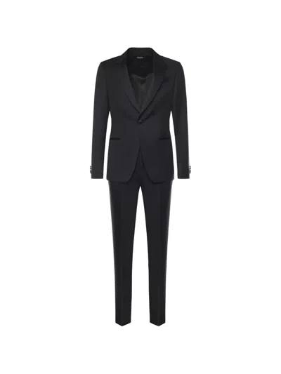 Zegna Single-breasted Suit In Black
