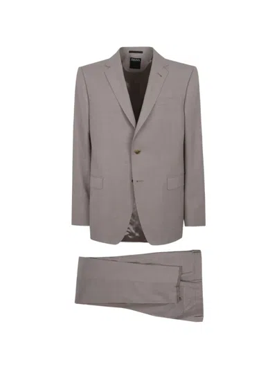 Zegna Single-breasted Suit In Brown