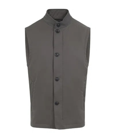 Zegna Single-breasted Vest In Gray