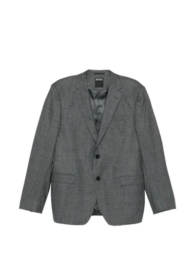 Zegna Single-breasted Wool Suit In Gray
