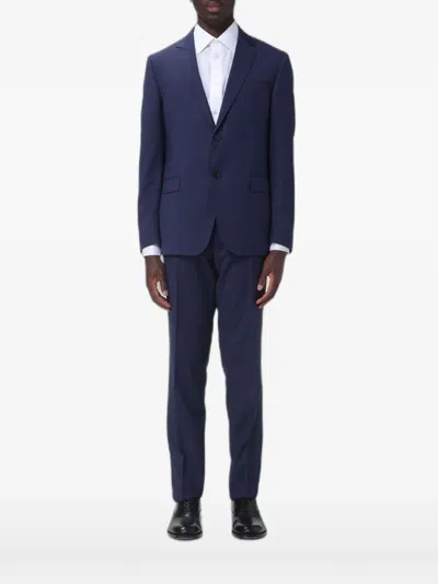 Zegna Single-breasted Wool Suit In Blue