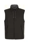 Zegna Reversible High Collar Sleeveless Jacket With Side Pockets In Black
