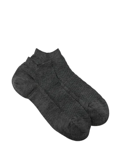 Zegna Sleek Dash Socks In Gray