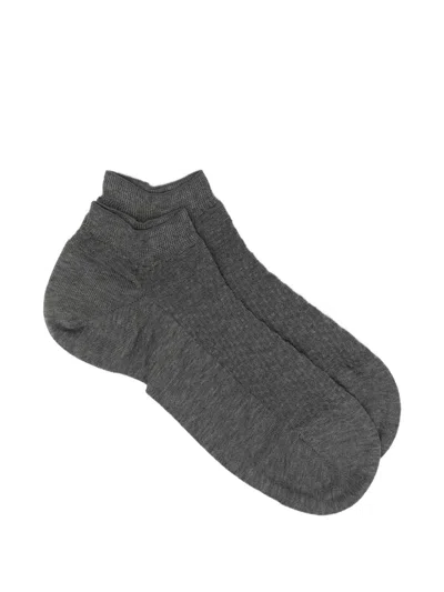 Zegna Sleek Dash Socks In Gray