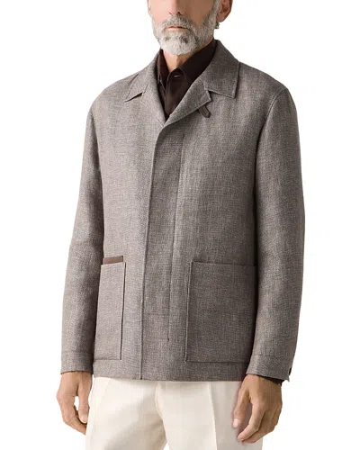 Zegna Slim Fit Cashmere Linen And Silk Chore Jacket In Gray