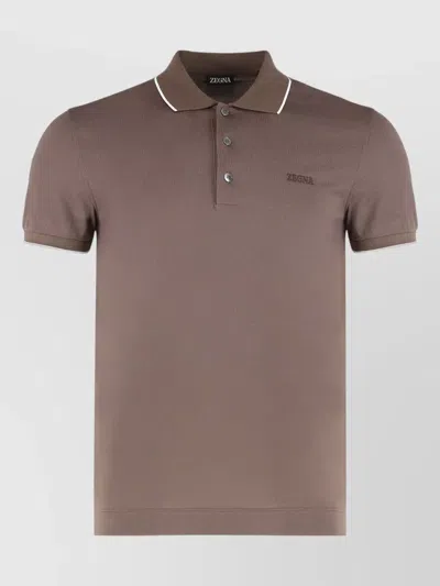ZEGNA SLIM FIT COTTON POLO WITH SHORT SLEEVES